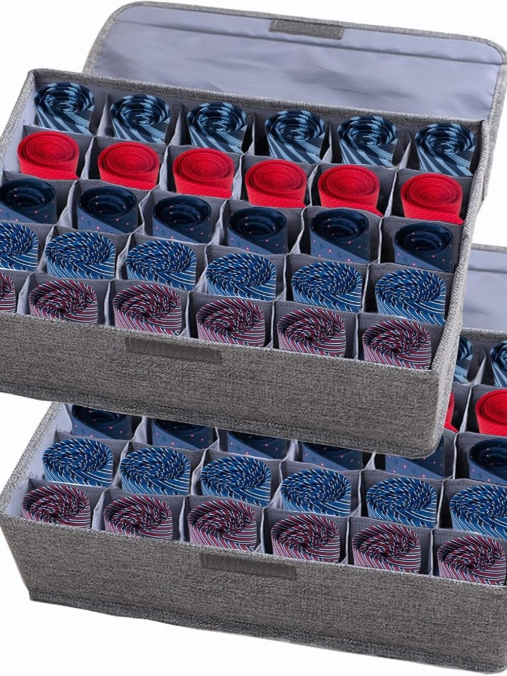 2 Packs Underwear Socks Ties Storage Organizer with Lids Foldable Closet Drawer